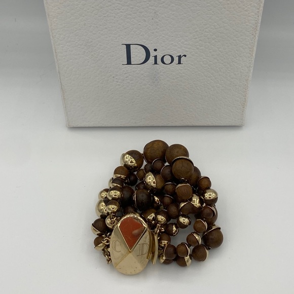 Rare Dior Mis En Dior Wood & Gold Bracelet - Picture 7 of 8